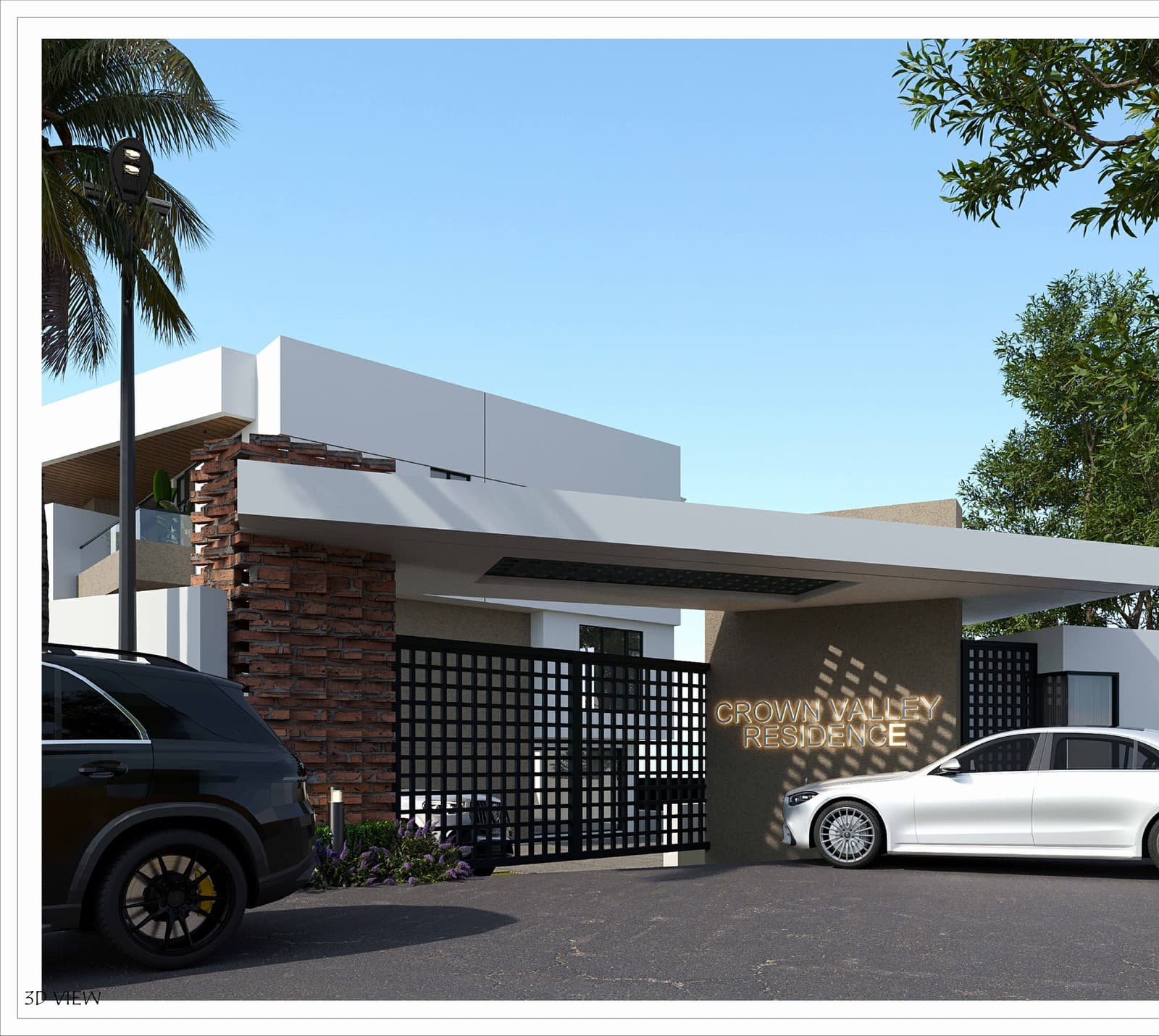 Estate entrance — gated arrival court